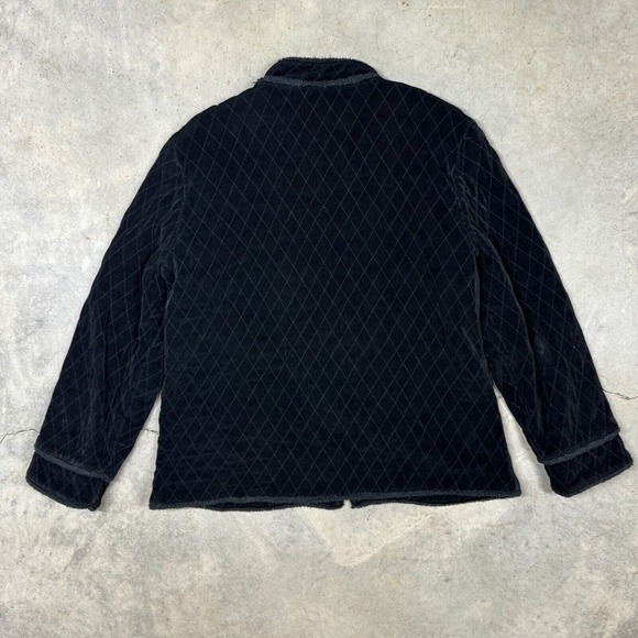Chico’s Travelers Black Lined Full Zip Jacket XL Quilt Pattern Velvety - Picture 2 of 9
